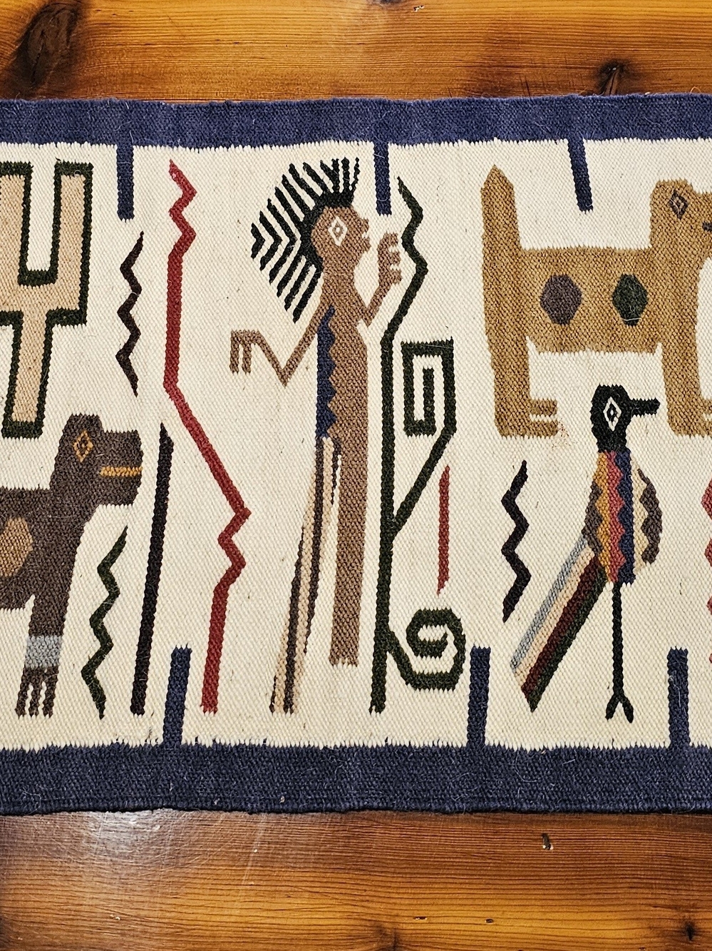 Vintage Mid-Century Latin American Pictorial Hand-Woven Wool Tapestry